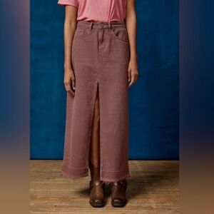 NWT Urban Outfitters BDG Western Brown Denim Maxi Skirt Size S